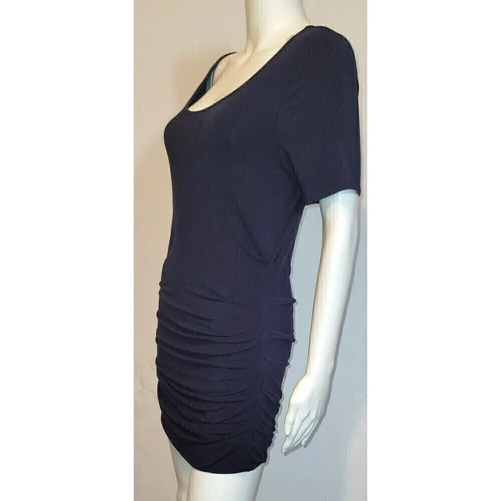 Lysse Navy Blue Marais Scrunched Knee-Length Dress Size M